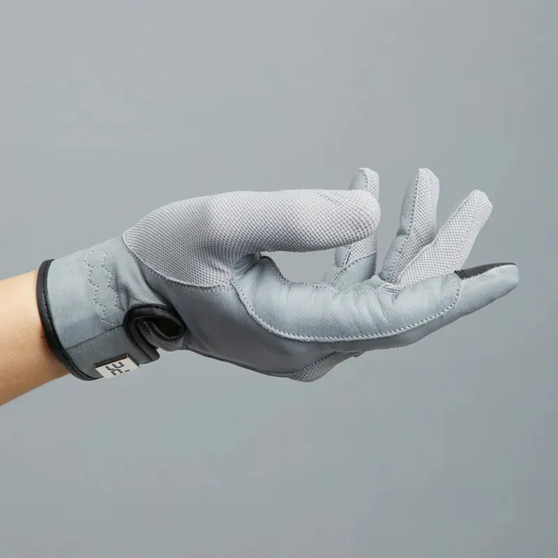 Premier Equine Bordoni Leather Mesh Riding Gloves - Grey-3